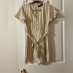Crystal Sky Striped Cream and Tan Romper